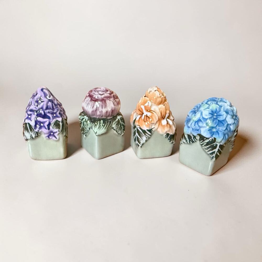 Vintage Set of 4 Ceramic Square Salt & Pepper Shakers Unbranded